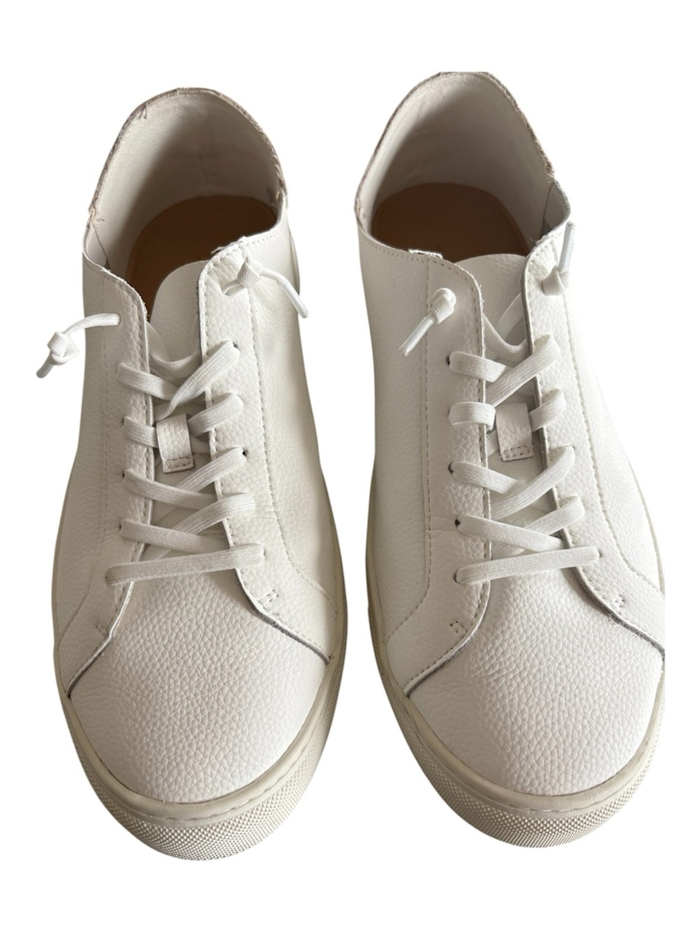 White Leather Lace-Up Sneakers